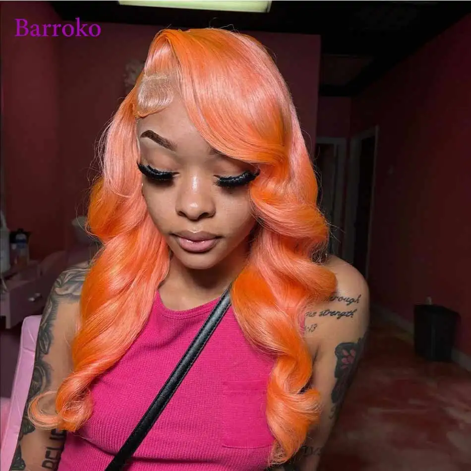 Orange 613 farebná parochňa Cosplay Body vlna 13x6 13x4 čipky predné ľudské vlasové parochne pre ženy pre ženy Remy vlasy brazílska priehľadná čipka parochňa