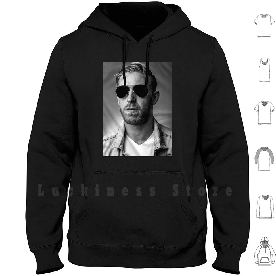 Orange Cassidy Hoodies s dlhým rukávom Orange Cassidy čerstvo vytlačila Aew Wrestling