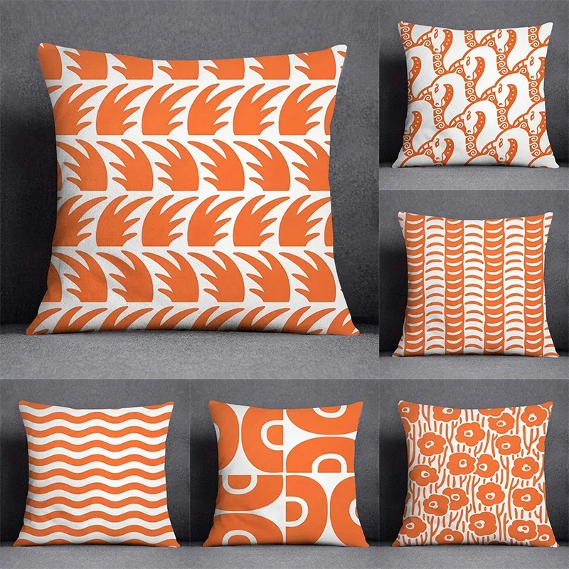 Oranžová séria vzoru dekoratívne dekorácie vankúša vankúša na domovskú kanceláriu (45 cm*45 cm)