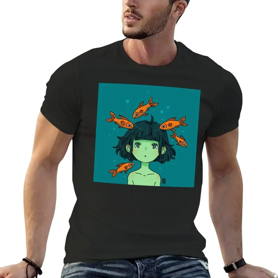 Oranžové ryby Tričko Tričko s krátkym rukávom tričko anime kompresné košele muži