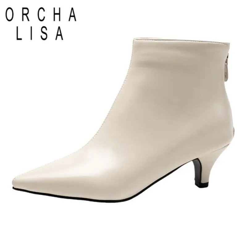 Orchalisa luxusné ženské členkové topánky 32 33 špicaté špičky malých päty 5 cm zips plus veľkosť 47 48 Office dámy denné topánky