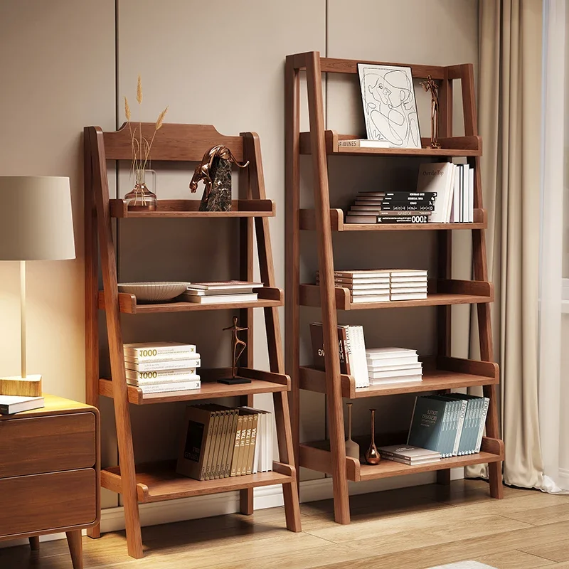 Orecha masívneho dreva Knižnica podlaha jednoduchá lichobežná obývacia izba
