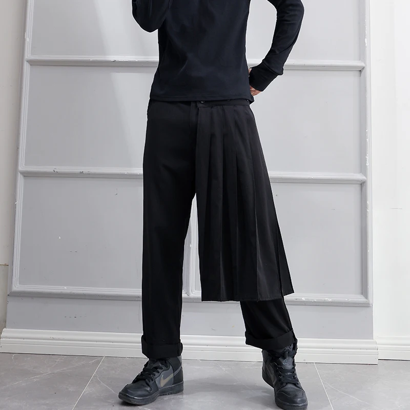 Orezané nohavice čierne falošné 2 kusy nepravidelných legínov Slim Fit Fit Youth Street Osobnosť veľkej veľkej módy jar a leto nové nové