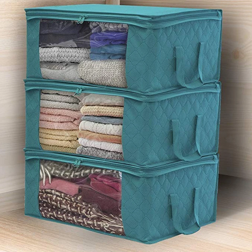 Organizácia Storage Box Organizátor odev Skladovanie vrecka Čisté okno Zipper netkaných textilných odevov organizátor Kôš s rukoväťami