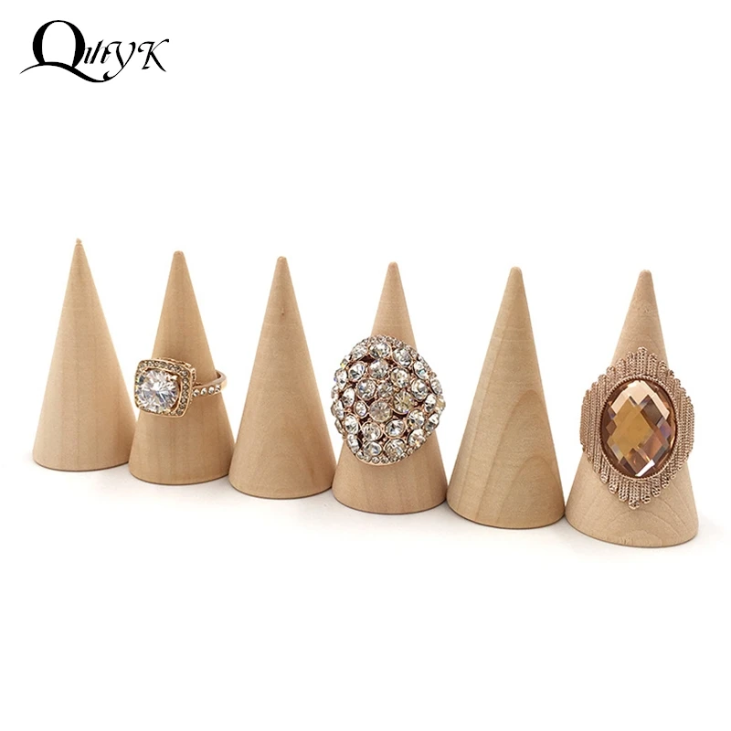 Organizátor 5ks/set ring Organizátor Drevené kužeľové držiteľ prsteňa Držičok šperkov Držiteľ Držiteľ Ring Ring Ring Nástroje