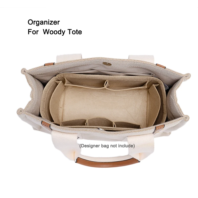 Organizátor kabelkovej vložky vložte do Woody Tote, Luxusná kabelka Vnútorné vrecká tvaru