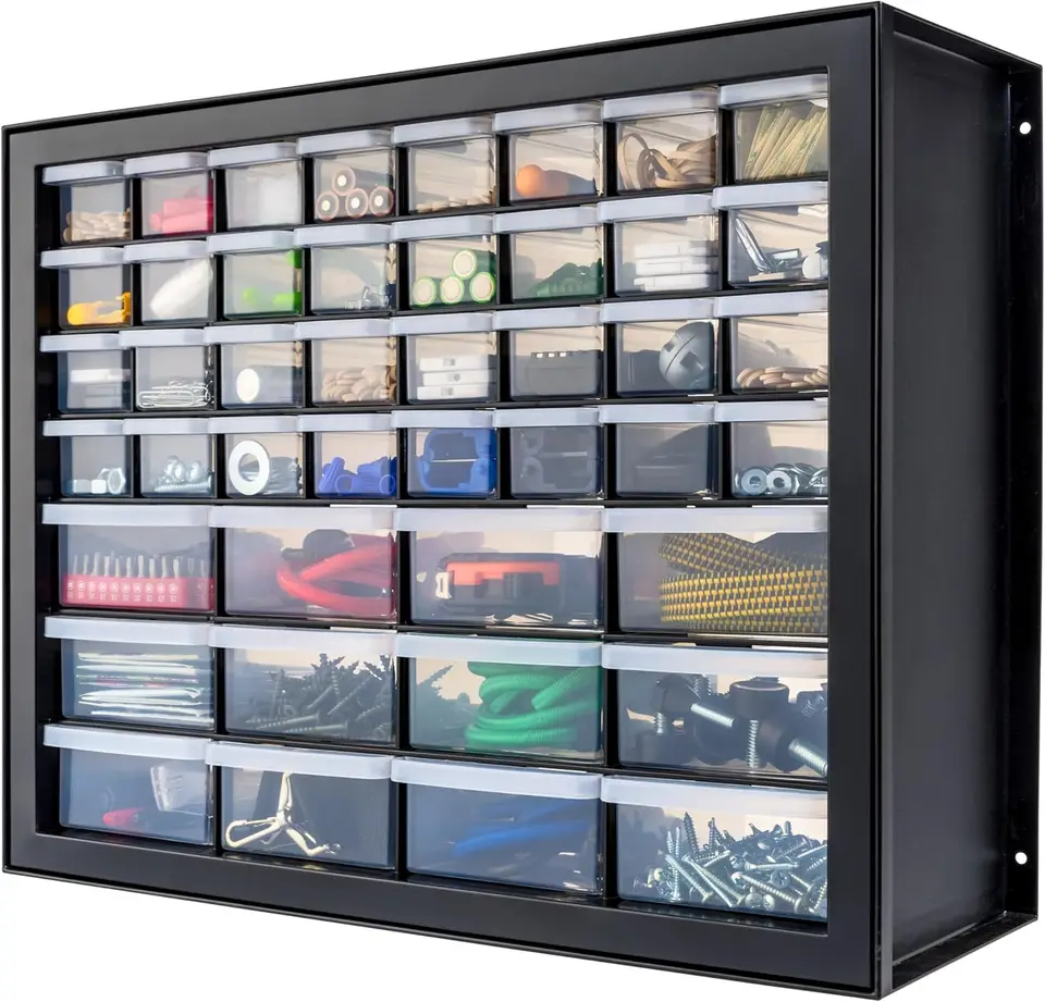 Organizátor skrutky, organizátor hardvéru, 64 skriniek zásuvky, orechy a skrutky, úložisko náradia, Scrapbook Art Hobby - Black