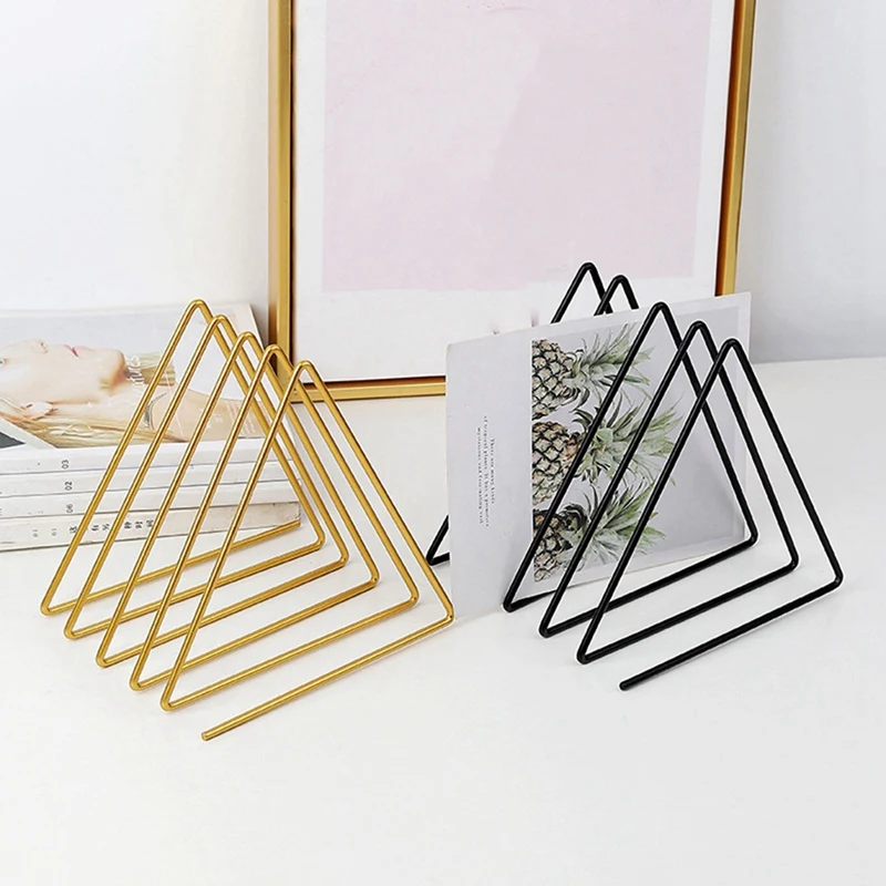Organizátor súborov Triangle Iron Art Office Desktop Books Magazine Storage Newspaper Noviny kníhkupectvo držiteľa stola Dekorácia