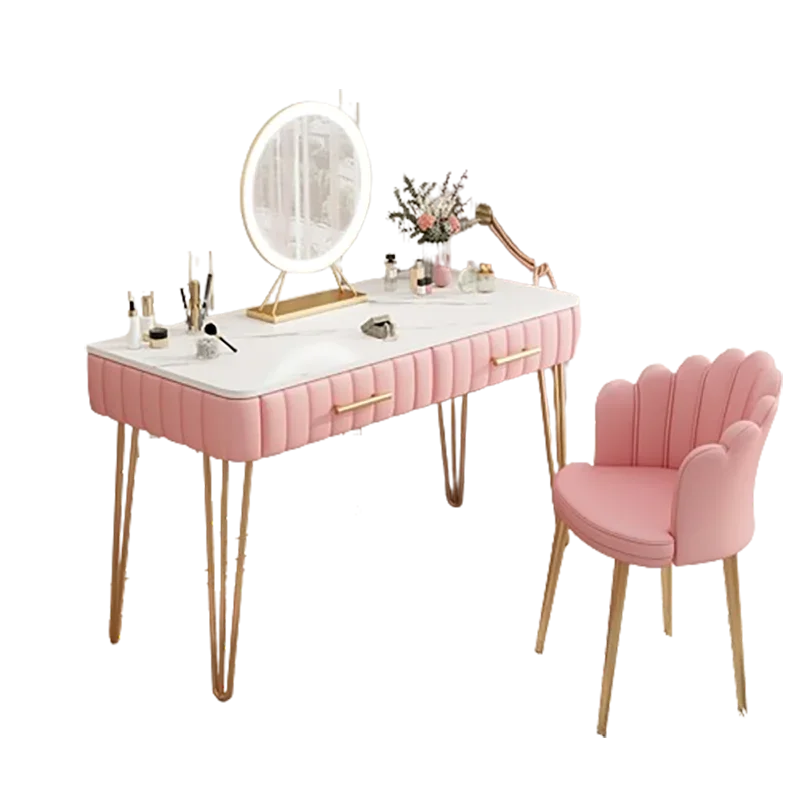 *Organizátor Zásuvky na ružovú márnosť Štýlový make -up márnosť Stôl Simple Nordic Stoličky Domov Nábytok