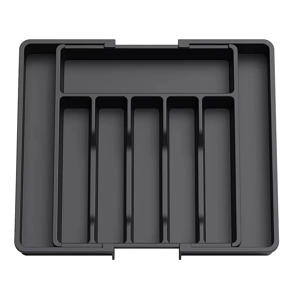 Organizátor zásuvky Silverware Expandovateľný podnos na náradie pre kuchyňu nastaviteľný prípojok a príbory držiak čierny príbory organizátor