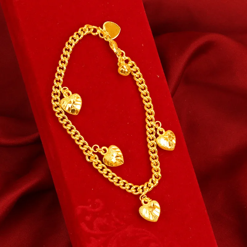 Orginal 24k zlatý náramok pre mužov pre mužov Ženy srdce Láska Prívesok náramky náramky Bangle Valentín Darče