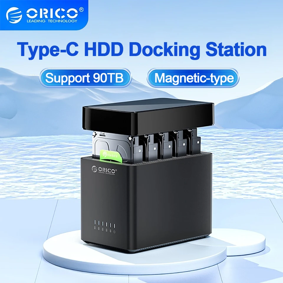 ORICO 3,5-palcový magnetický sania typu 2/5 Disk Storage Type-C Skladba pevného disku Magnetický sania typu SATA3.0 Tvrdý disk