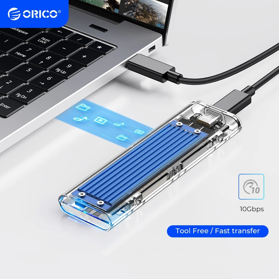 ORICO M2 SSD CASE NVME SSD CONSORSURE M.2 TY TYPE C TRANSPArent Pevný disk pre NVME PCIE NGFF SATA M/B KEY SSD DISK