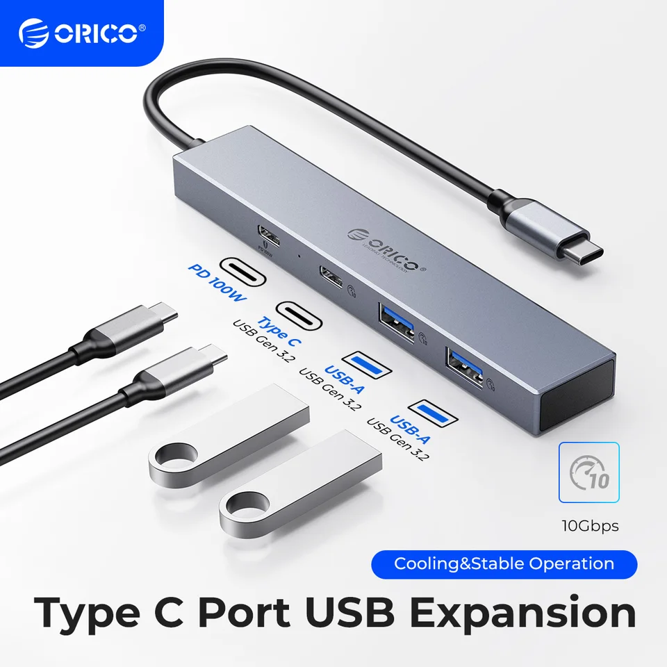 Orico Type C USB 3,2 10 GBPS HUB 4 Port PD100 SD TF Splitter OTG OTG Adaptér pre počítačové príslušenstvo MacBook PC