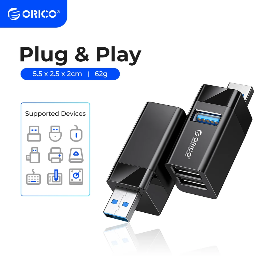 ORICO USB 3.0 HUB Notebook Wireless USB Splitter 3-Port prenosný počítač PC počítač USB 2.0 Nabíjací uzol pre príslušenstvo pre notebook