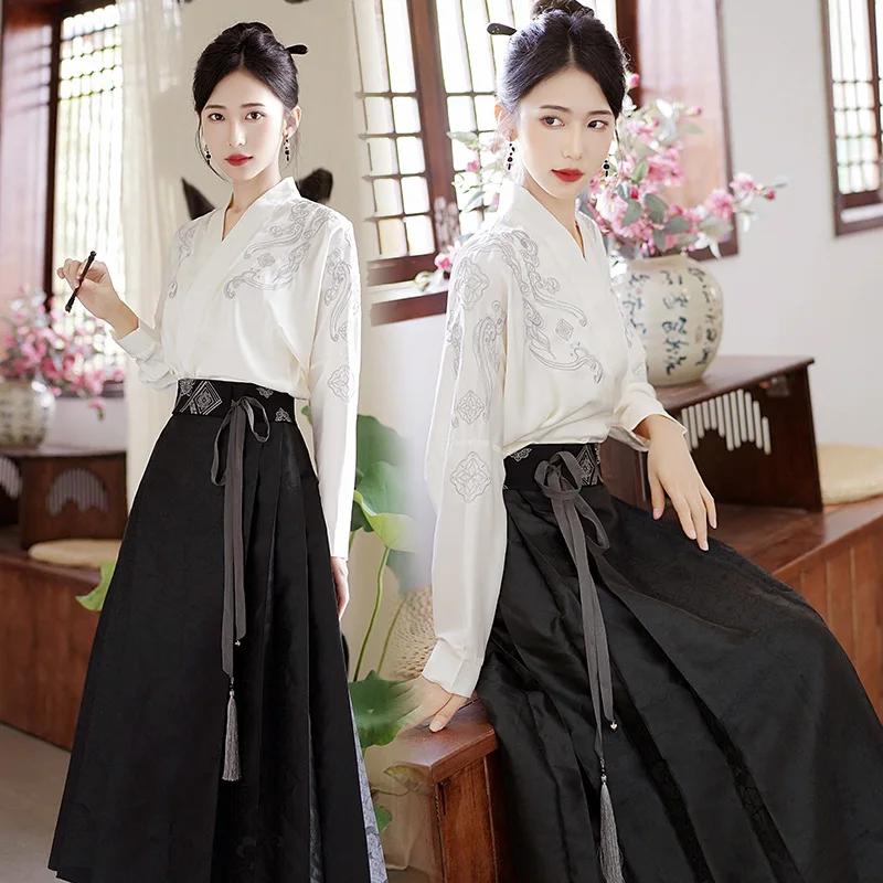 Orientálne hanfu šaty ming dynastia konské sukne čínske šaty Staroveté hanfu ľudové šaty tradičné elegantné čínske šaty