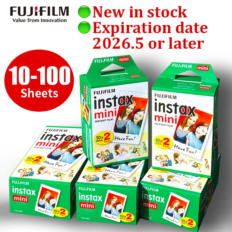 Origin Fujifilm Instax Mini Film Paper 10-100 Listy pre kamery Instax Fuji Instax Mini 12 11 9 40 70 90 Link Liplay Evo