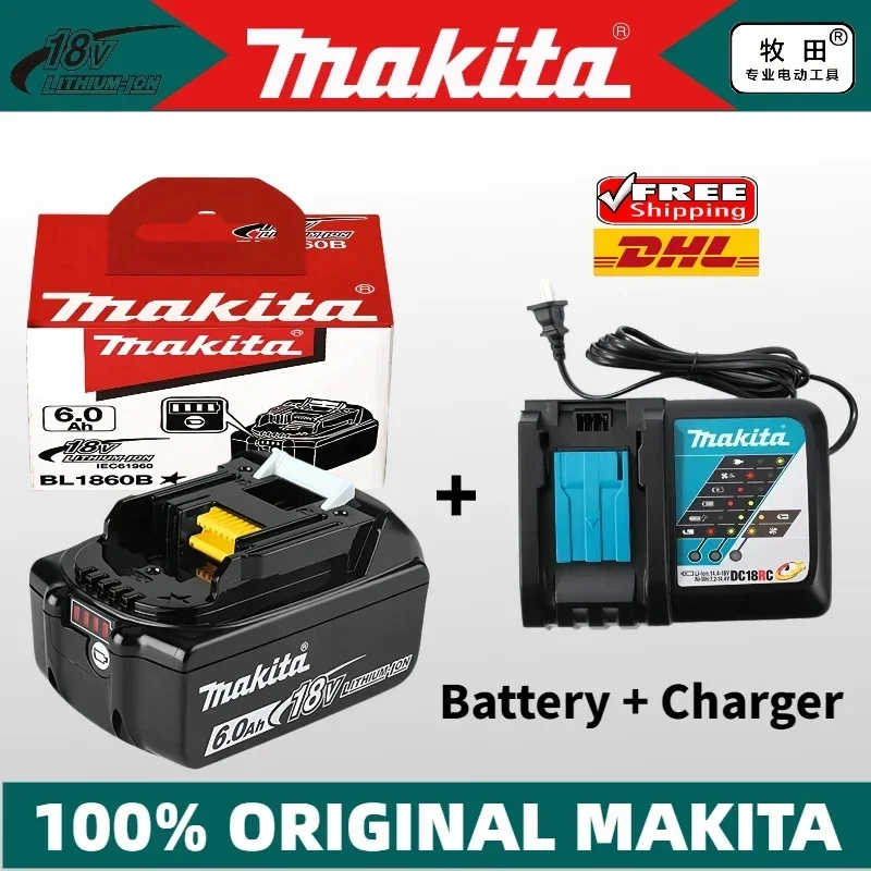 Original 18V Makita BL1860B 6.0AH Makita 18V BATÉRIA Vhodná na výmenu 18 -voltových elektrických batérií BL1850B BL1830B