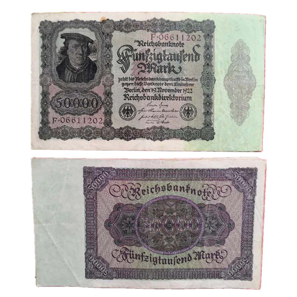 Original 1922 Nemecko Weimar Republic 50000 Značka staré peniaze nie menové papiere bankovky zberateľné zbierky