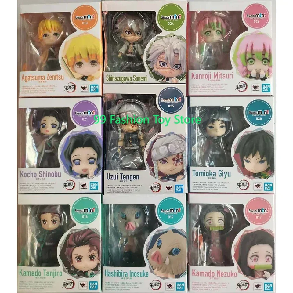 Original Bandai Figuarts Mini Demon Slayer Anime postava Kimetsu no Yaiba figurín Tanjiro Nezuko Collective Model Model Toy Gift Kids