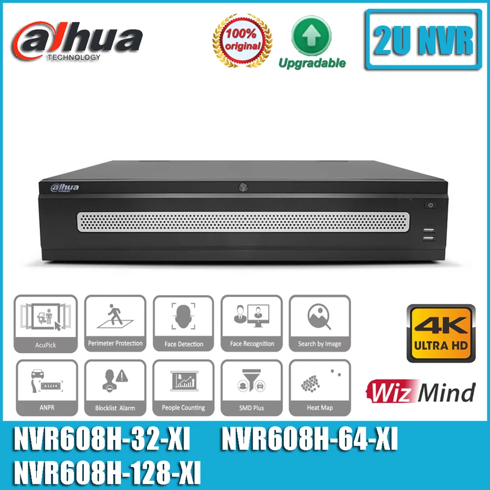 Original Dahua NVR608H-32-XI NVR608H-64-XI a NVR608H-128-XI 32/64/128 KANÁL 2U 8HDDS