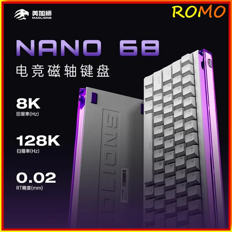 Original Madlions Nano68 Pro Mechanická klávesnica Magnetický spínač RGB Hotswap 8000Hz RT 0,01 mm DSK MT Gamer ESports Klávesnica