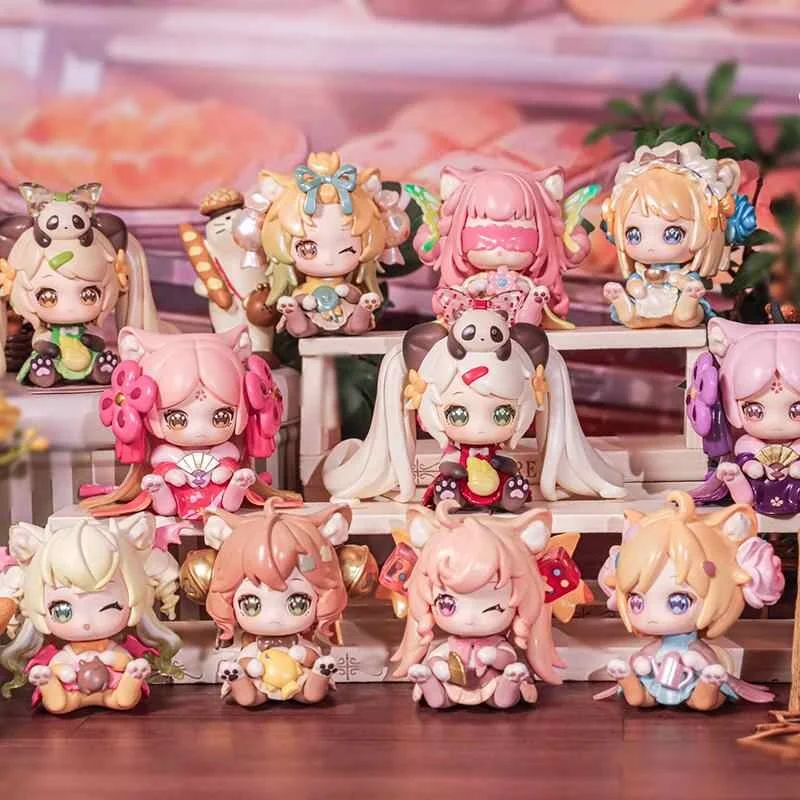 Original Moni Cute Cat Kitten Office Blind Box Table zobrazenie prekvapivého darčeka pre dievčenské narodeniny darček roztomilé kawai hračky