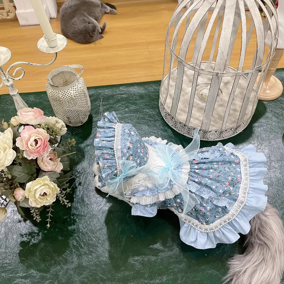 Original Pet Cat Dog Rabbit Dress sukňa záhrada kvetinová včela medveď Teddy Yorkshire