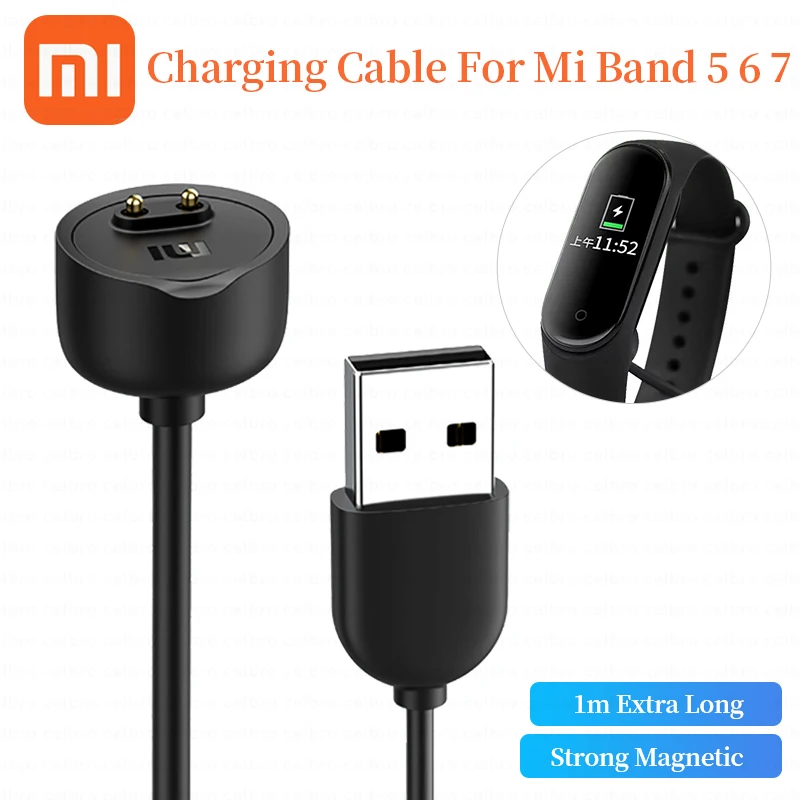 Original Xiaomi Mi Band 7 6 5 Charger Magnetic Charger pre Miband 6 USB Rýchle nabíjacie káblové adaptér drôt 1M inteligentné príslušenstvo