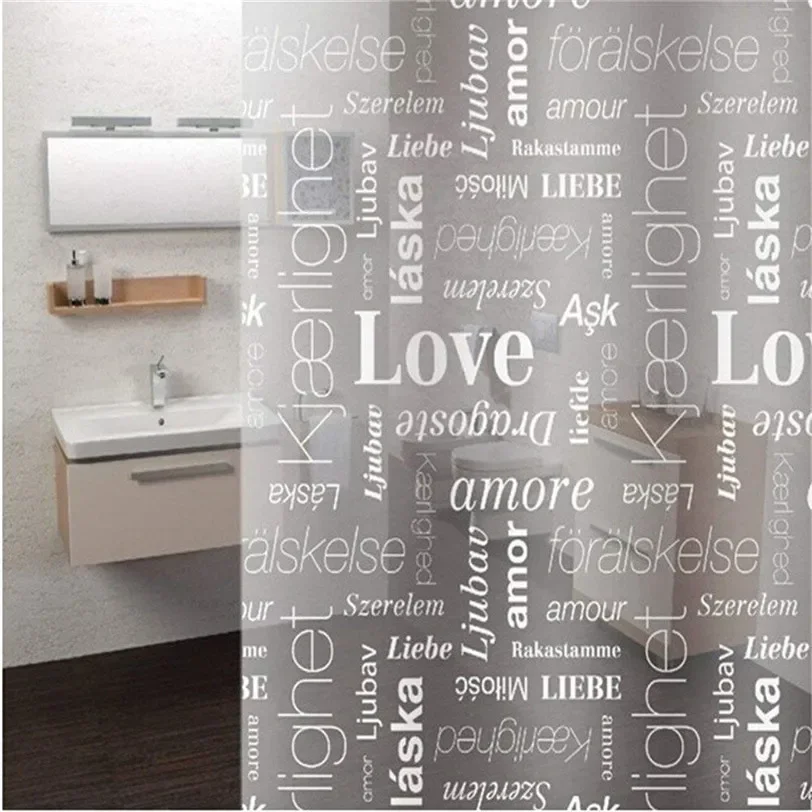 Originál 180x180cm Love Clear Bath Shower Curtains pre kúpeľňu odolné voči nepremokavým sprchovým kúpeľom s háčikmi s háčikmi