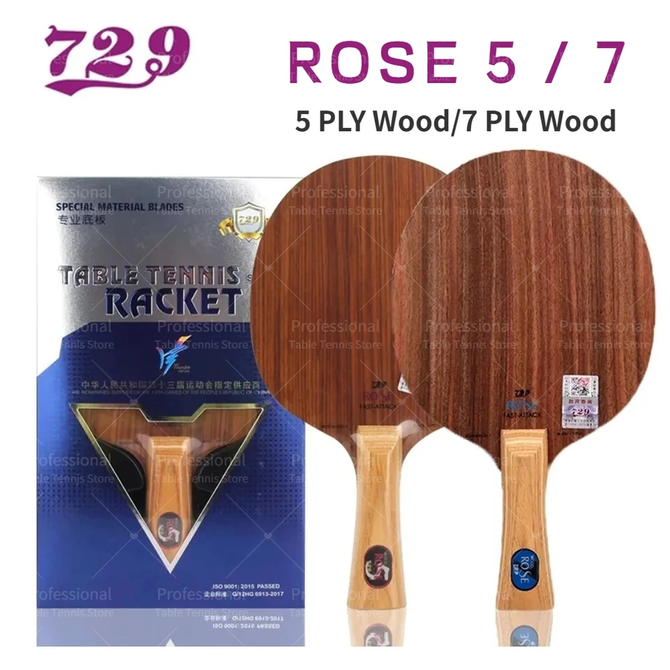 Originál 729 Priateľstvo Rose Wood Table Tennis Blade Professional Pure Wood Off+ Ping Pong Blade pre rýchly útok s slučkou