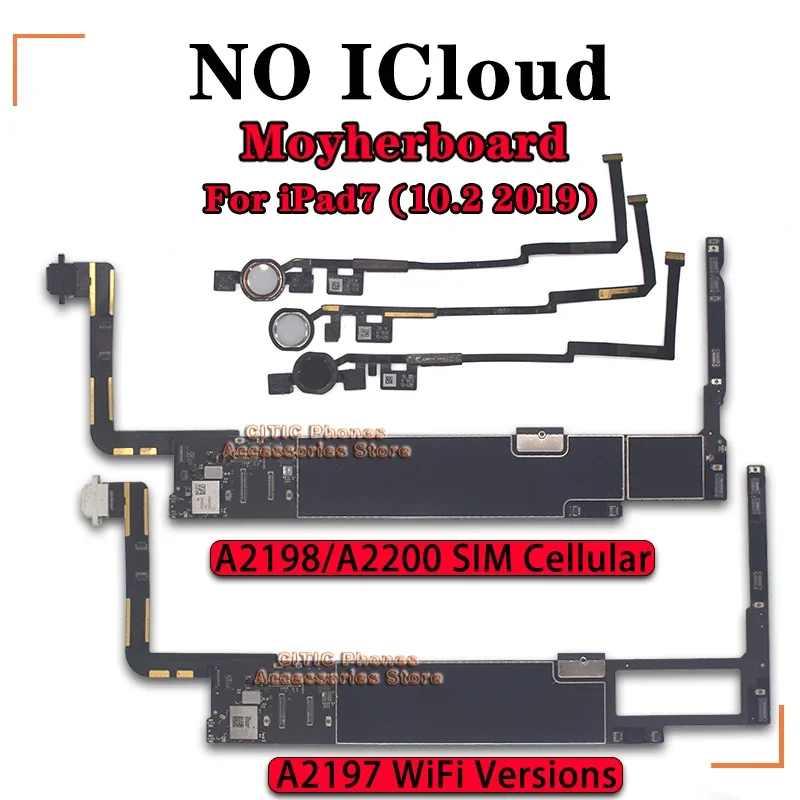 Originál no iCloud pre logickú dosku iPad7 A2197 WiFi verzie A2198/A2200 3G SIM Cellular Verzie pre iPad 10.2 2019