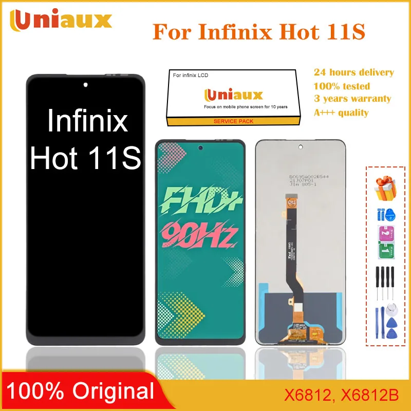 Originál pre Infinix Hot 11S X6812 DISPLETNÝ DIGITÁRNE DIGITÁRU DIGITÁZA pre Infinix HOT 11S NFC X6812B LCD Výmenné diely
