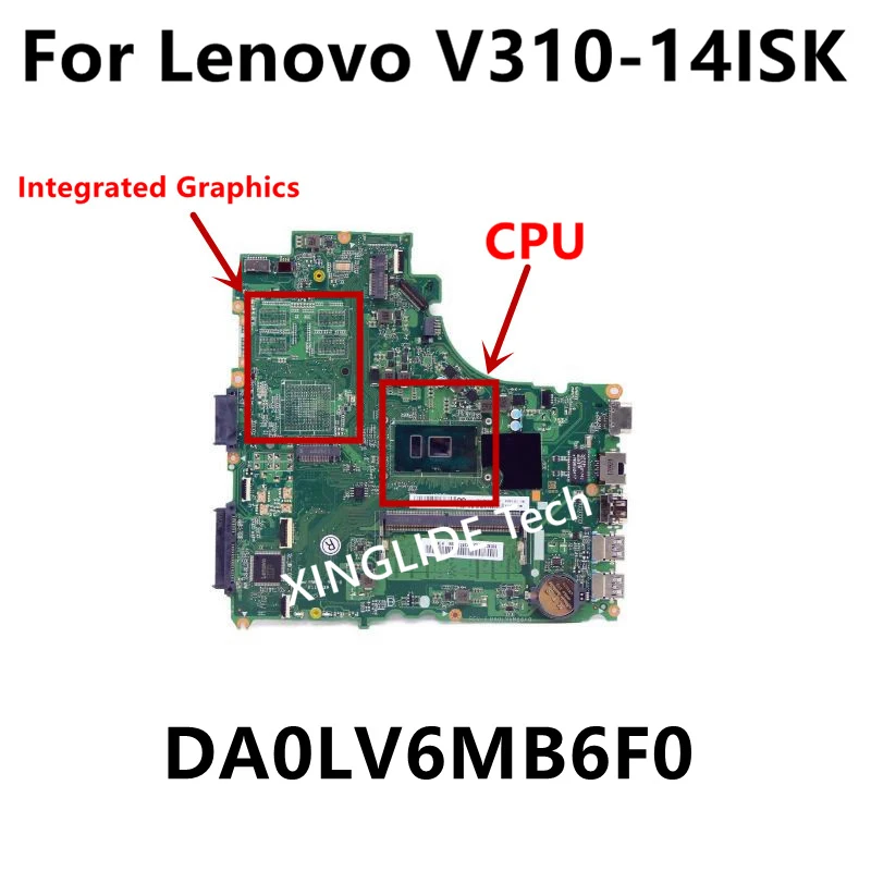 Originál pre LoNovo v310-14isk základnú dosku DA0LV6MB6F0 Mainboard s hlavnou doskou s (i3 i5) 6. gen CPU 4G RAM 100%