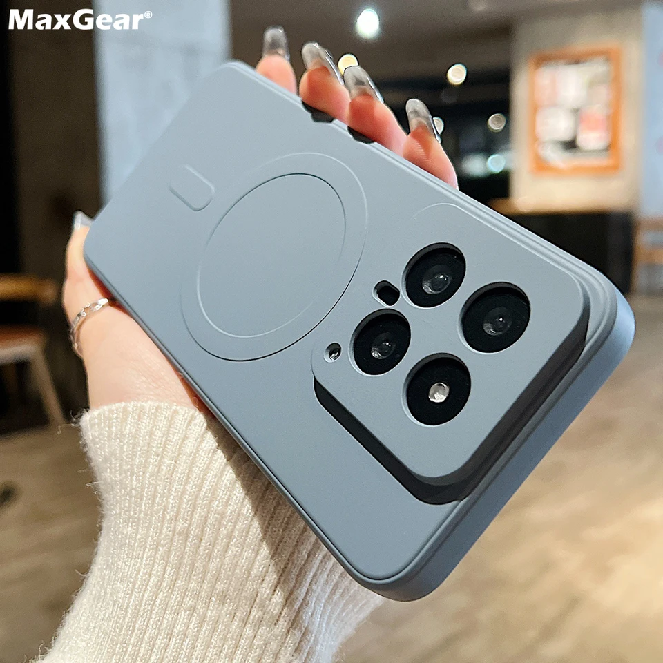 Originál pre magnetické bezdrôtové nabíjanie MagSafe pre Xiaomi 14 14Pro Mi 13 Pro Liquid Silikone Plain Candy Soft Bumper Cover