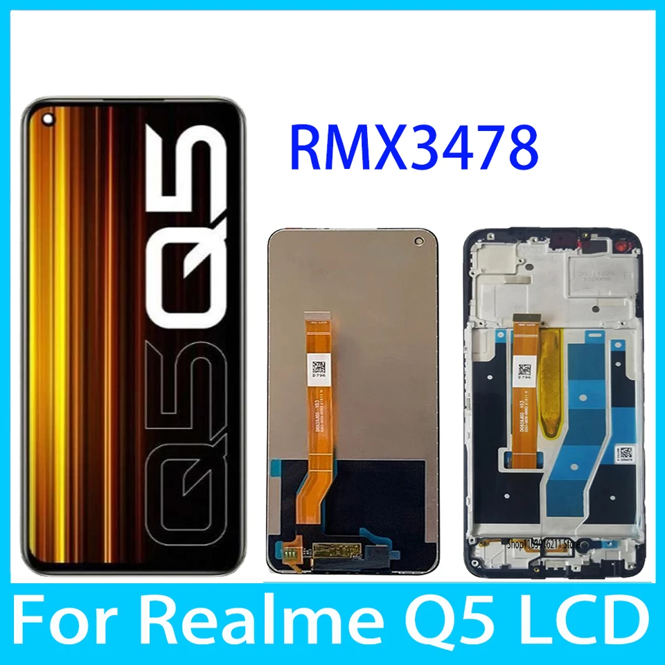 Originál pre Realme Q5 LCD Q5 Display RMX3478 Digitalizátor dotykovej obrazovky pre Realme Q5 Q5 LCD s výmenou rámu