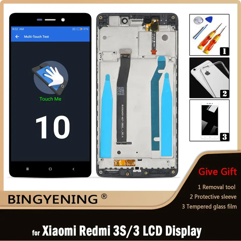 Originál pre Xiaomi Redmi 3S LCD Display Screen Dotknite zostavu digitalizátora pre 5,0 palca Redmi 3/3 Pro/3 Prime Phone s rámom