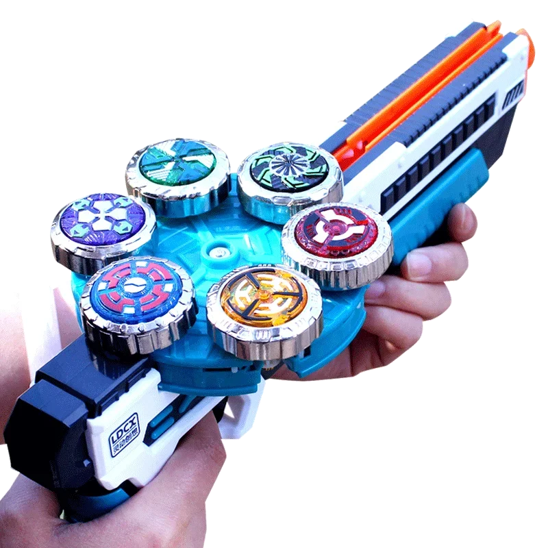 Originálna inteligentná kreativita Magic Gyro 4 Toy Boys and Children's Six Shot Gun Thunder Shadow Battle Battle proti Tore