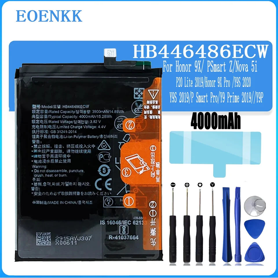 Originálna kapacita HB446486CW PLEZPEČNÁ BATÉRA PRE HUAWEI P20 LITE 2019 P SMART Z Y9S NOVA 5I HOND 9X PRO BATTERIES BATERIA BATERIA