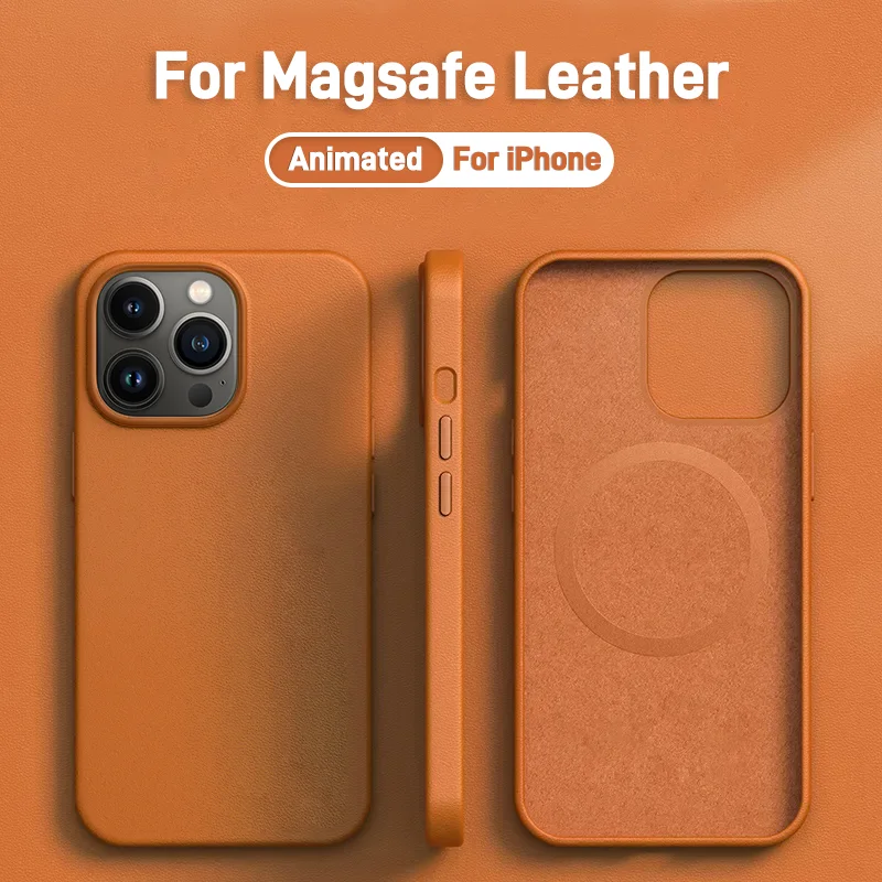 Originálna koža pre magnetické puzdro Magsafe pre iPhone 15 14 13 16 Pro Max Plus bezdrôtové nabíjanie s animáciou Accessorie