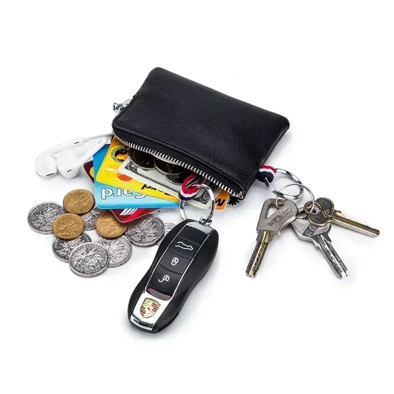 Originálna kožená minca s kabelkou Mini karty Ultra tenký malý zips roztomilý peňaženka mäkká cowhide kožená vodičská licencia Kľúč