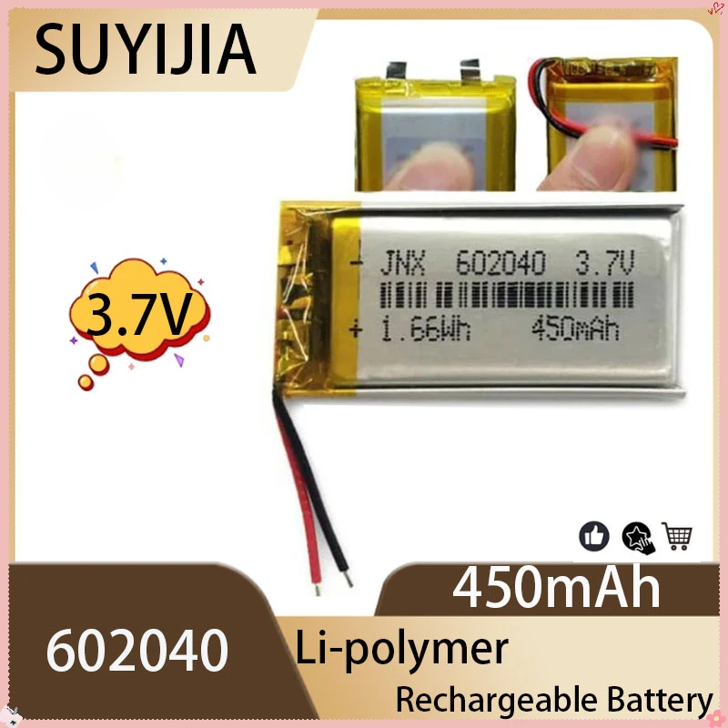 Originálna lítiová polymérna batéria 602040 450 mAh pre DIY MP3 DVD Nahrávanie GPS Video Pen Camera Bluetooth Nabíjateľná batéria