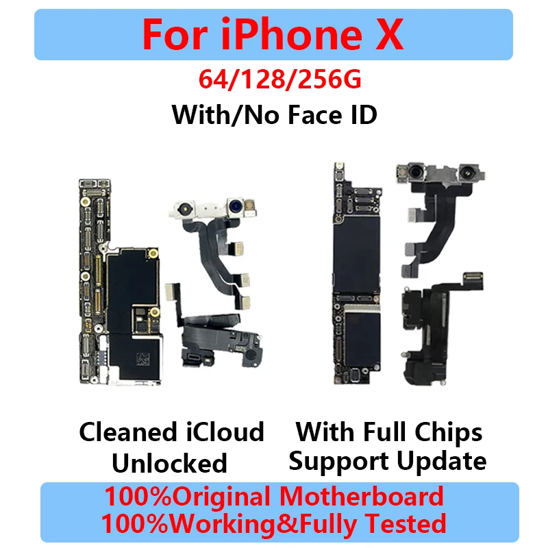 Originálna základná doska pre iPhone XS Max Logic Hlavná doska s ID tváre s úplnými čipmi systém iOS Vyčistená sieť iCloud LTE 4G siete