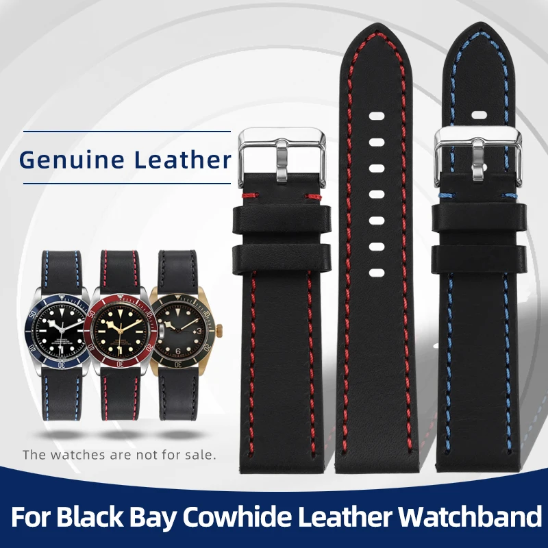 Originálne kožené hodinky CowHide pre Tudor Black Bay RE0D Flower M79830 M79030B M79230R Hodink STRAP PIN STYLE 20 21 22 mm
