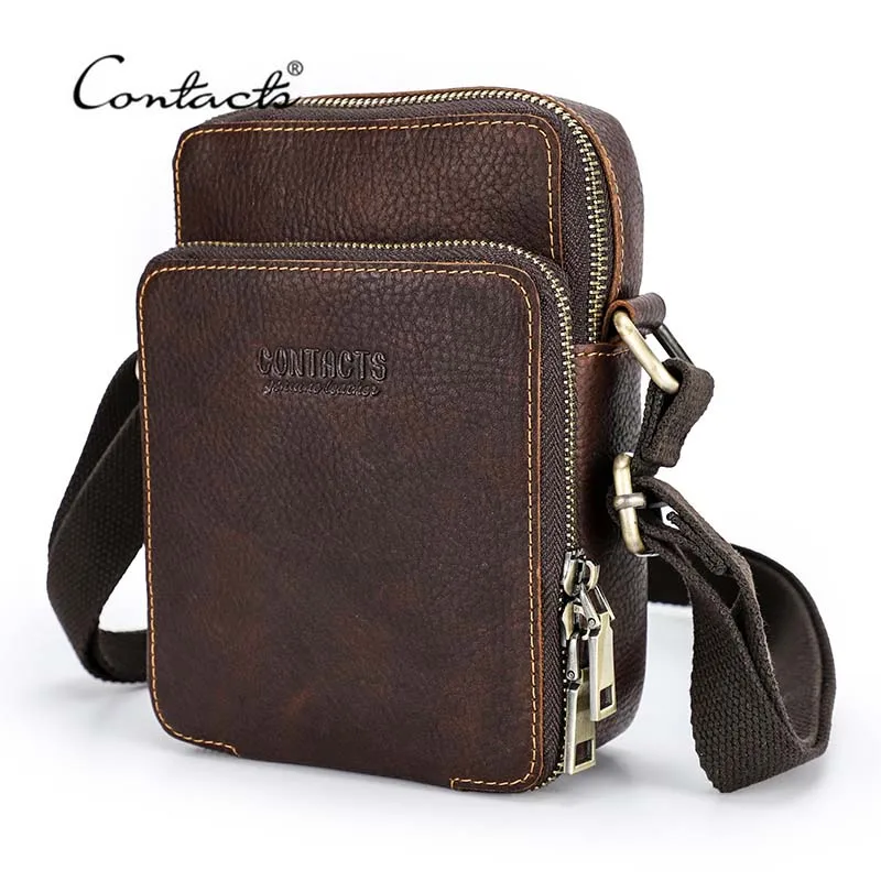 Originálne kožené muži Mini Crossbody Messenger Tašky Telefónne puzdro cestovanie Príležitostná taška na malé rameno Mužská kabelka