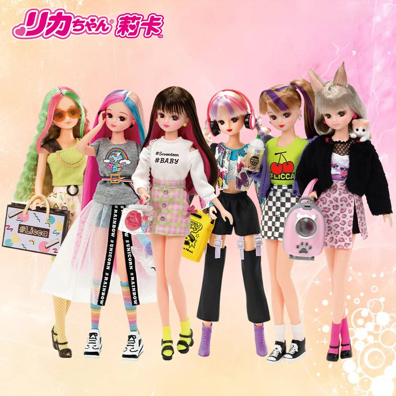 Originálne Licca Chan Doll Family Kids Hračky Dievčatá Bjd Days Up Dolls Módne zbierky predstierajú hračky pre detské bábiky Nastavené prekvapenie