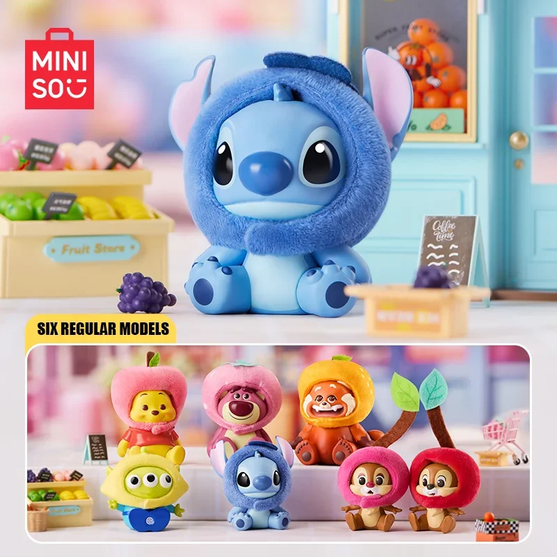 Originálne miniso Disney Fruit Head Gear Series Series Ručné série slepé box pooh čip dale Lotso mimozemšťan príliv