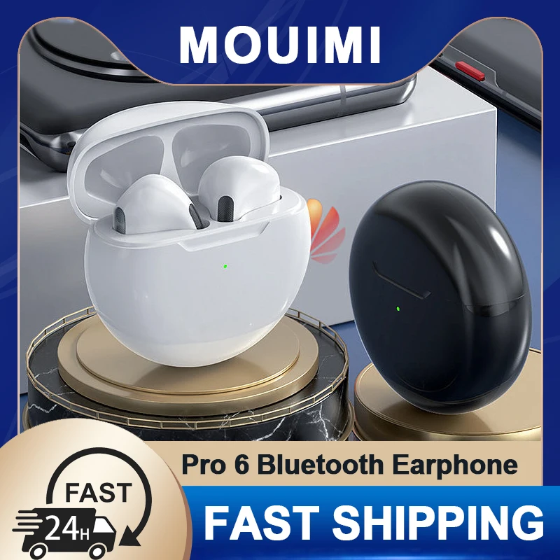 Originálne Pro 6 slúchadlá bezdrôtové Bluetooth Earbud Hifi Stereo Sports Sedávky Dual HD Mic Pro6 J6 HT38
