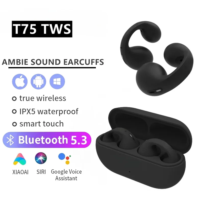Originálne T75 Kostné vedenie Wireless Bluetooth 5.3 Slúchadlá Športové slúchadlá Hifi zvuk Kvalita vodotesnej náhlavnej súpravy TWS