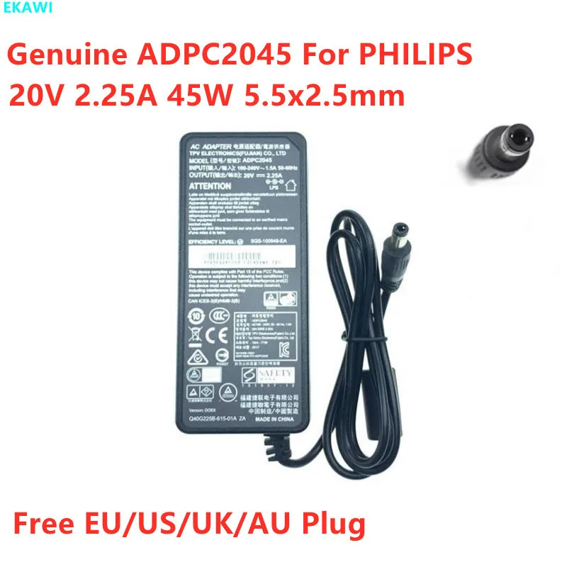 Originálny ADPC2045 45W 20V 2.25A AC adaptér pre Philips AOC 278E8Q AG322FCX 278E8QJAB 272M8 LCD LED monitor LED monitor